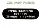 Typbeteckningsdekal TSV1414 till ZÜNDAPP CS50 modell 448-07 1979-1983