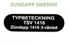 Typbeteckningsdekal TSV1416 till ZÜNDAPP KS50 modell 540-09 1984